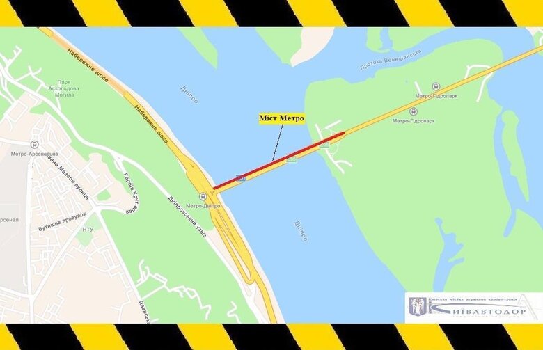 Завтра вдень буде обмежено рух по мосту Метро в Києві 01