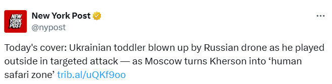 New York Post розмістило на обкладинці фото вбитого росіянами хлопчика