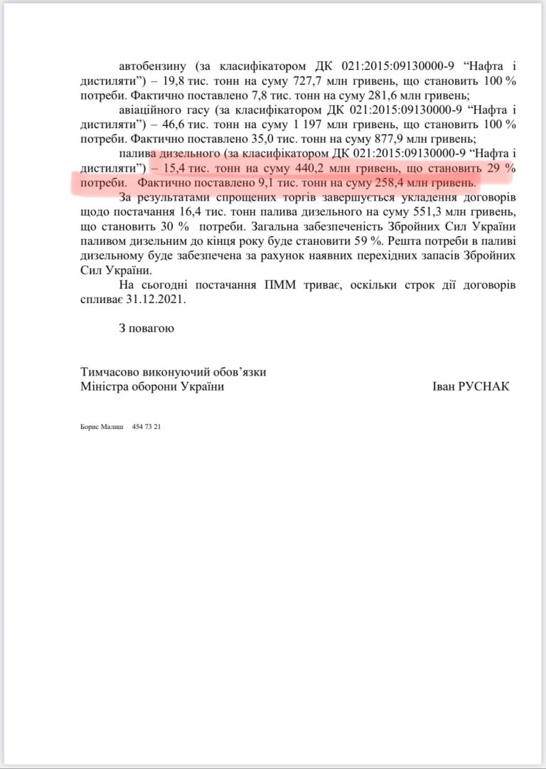 В умовах загрози вторгнення Росії ЗСУ забезпечена дизпальним лише на 17%, - Ар’єв 02