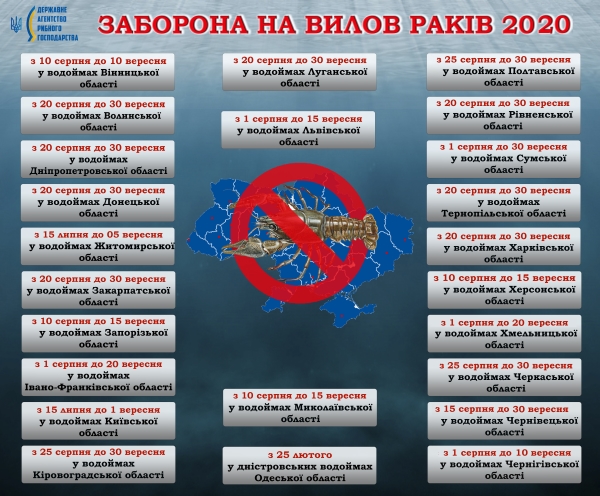 На украинских водоемах начался период запрета на ловлю раков, - Госрыбагентство 01