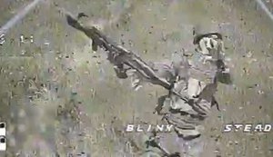 Moment before his death, invader tries in vain to hit Ukrainian drone with his assault rifle. VIDEO