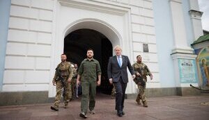 Zelensky and Johnson visited St. Michael's Monastery and exhibition of occupants' destroyed military equipment. VIDEO&PHOTOS