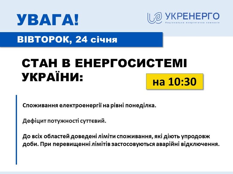 Дефіцит потужності суттєвий, виробництво електроенергії незначно збільшилось, - Укренерго 01