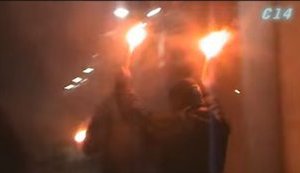 Unknown persons smashed cars of Russian embassy in Kyiv, bombarded building with flares. VIDEO