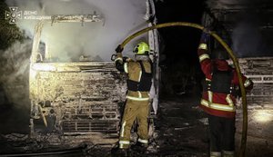 Russian night-time attack on Kyiv region: fires at industrial sites, seven lorries destroyed (updated). VIDEO+PHOTO