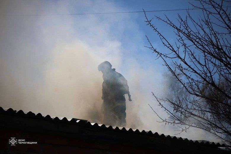Russian strike sparks fire at enterprise in Chernihiv