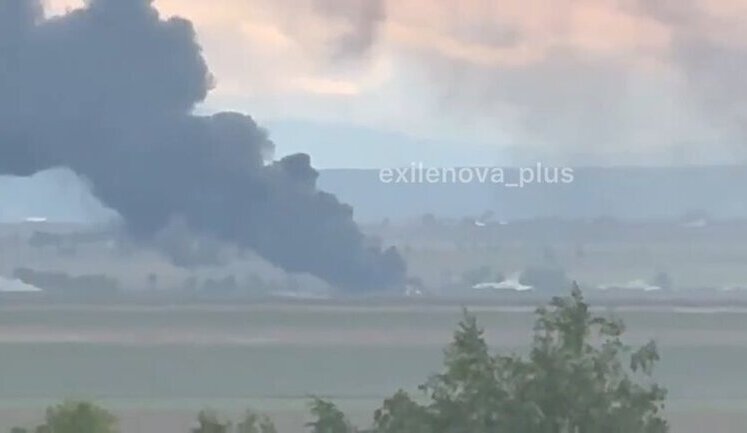 Panorama of burning Russian airbase "Belaya" in Irkutsk region after SSU’s special operation "Pavutyna". VIDEO