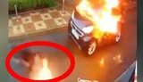 Киллеры, стрелявшие в гражданина Черногории на Печерске, едва не сгорели, пытаясь сжечь свой автомобиль после покушения. ВИДЕО камер наблюдения