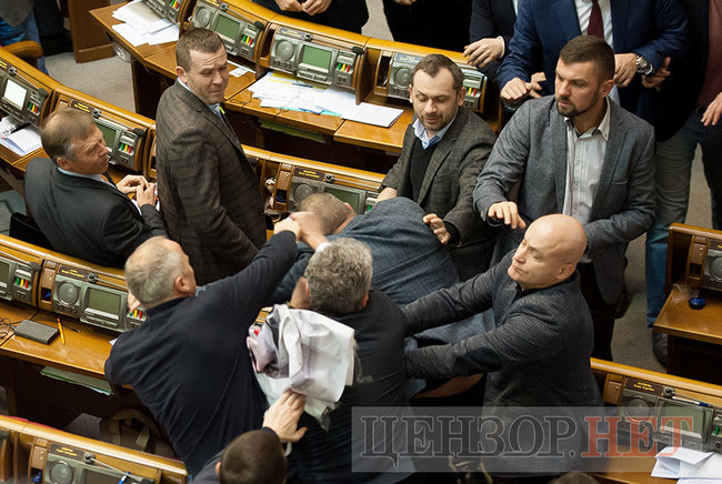 Шуфрич и Береза подрались в Раде из-за плаката с агентом Путина - Медведчуком 07