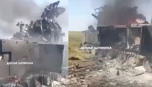 Російський ЗРК "Тор-М2" догорає після атаки дрона на Херсонщині. ВIДЕО