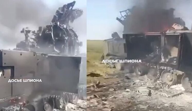 Російський ЗРК "Тор-М2" догорає після атаки дрона на Херсонщині. ВIДЕО