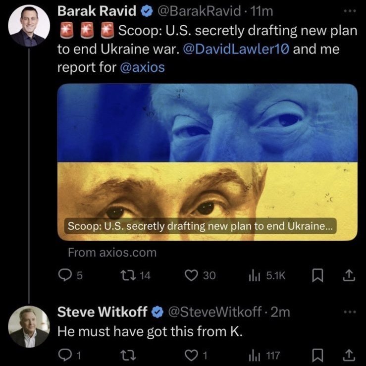 Vitkoff accidentally stated that Russia could leak the peace plan to the media