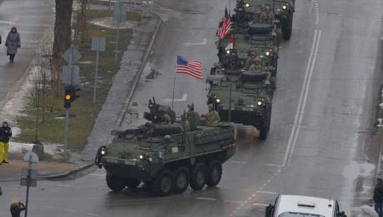 American and British military parade near Russian border. PHOTOS