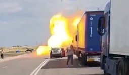 дрон поцілив у вантажівки на чонгарі