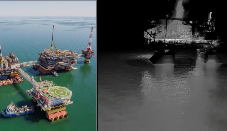 Дроны СБУ повторно ударили по нефтедобывающим платформам РФ в Каспийском море, - источники. ФОТО