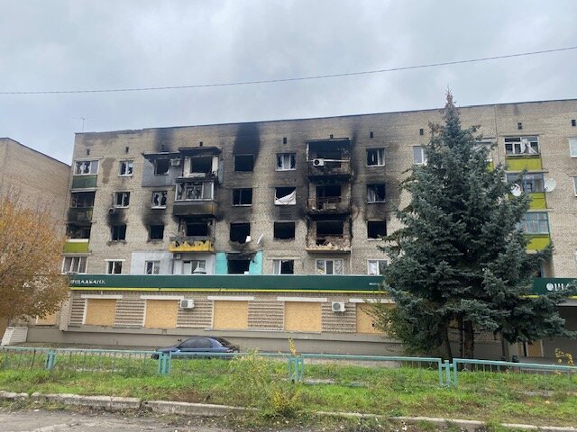 The shelling of Izium in 2022