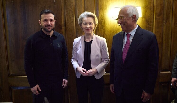 Coordination of joint efforts and preparation of 16th package of sanctions against Russia: Zelenskyy meets with Costa and von der Leyen. VIDEO