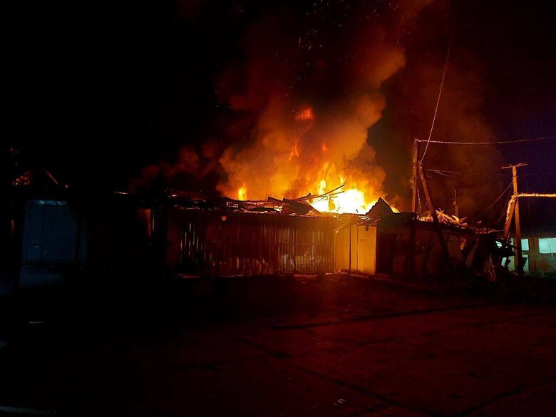Russian strike on a meat processing plant in Bohodukhiv