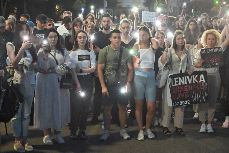 A rally was held near Russian Embassy in honor of one-year anniversary of Russian terrorist attack in Olenivka 03