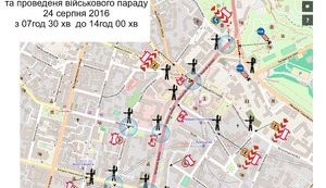 19 и 22 августа в работу столичного транспорта на время прохождения военной колонны к месту репетиции парада внесены изменения, - КГГА. СХЕМЫ и СПИСОК улиц
