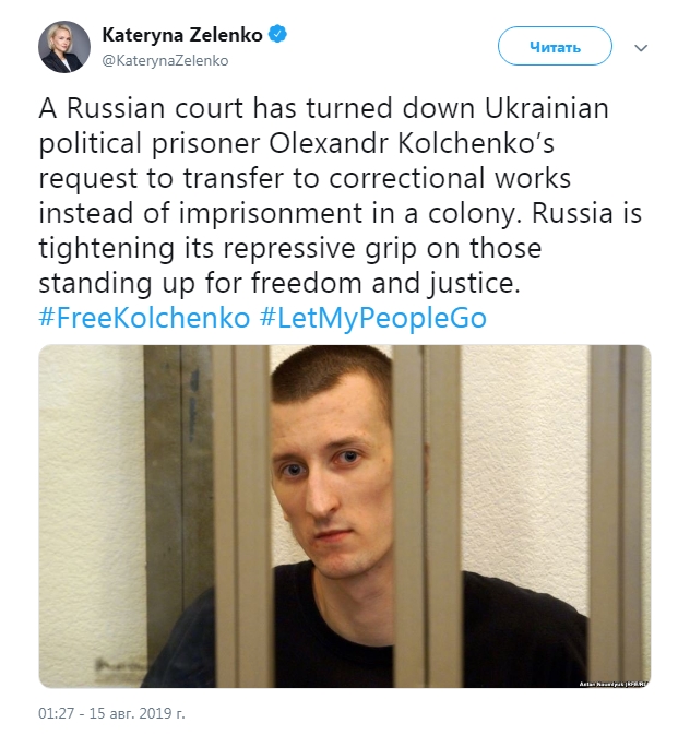 Украина требует от России освободить украинских политзаключенных Кольченко и Бекирова, - Зеленко 01