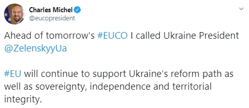 European Council president held phone talk with Zelenskyi 01