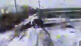 drone attacking russian armoured personnel carrier