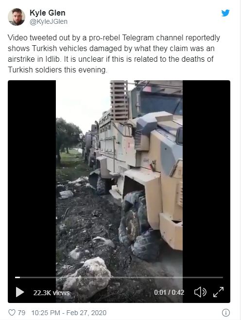 Турецкий конвой после воздушной атаки РФ 01
