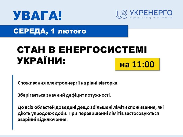 В энергосистеме значительный дефицит мощности, аварийные отключения не применяются, - Укрэнерго 01