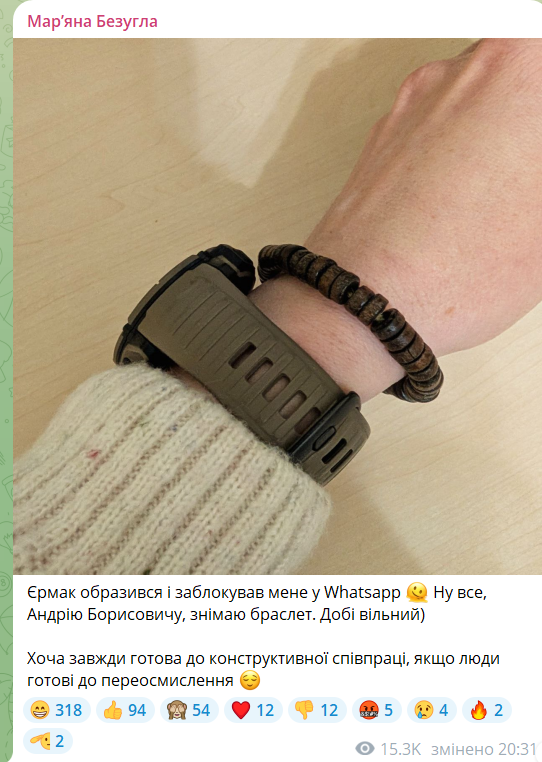 Ермак заблокировал Безуглую. Ранее она его критиковала