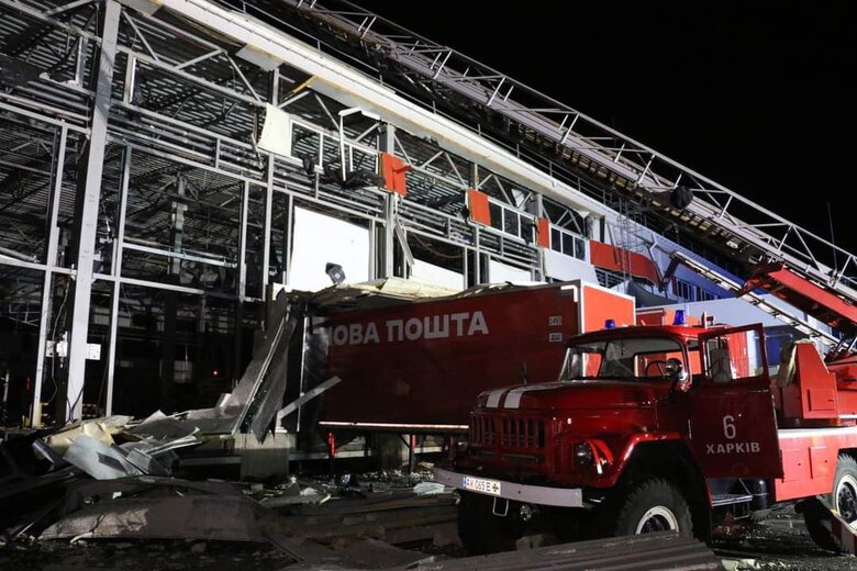 Consequences of missile attack on Nova Poshta terminal 09
