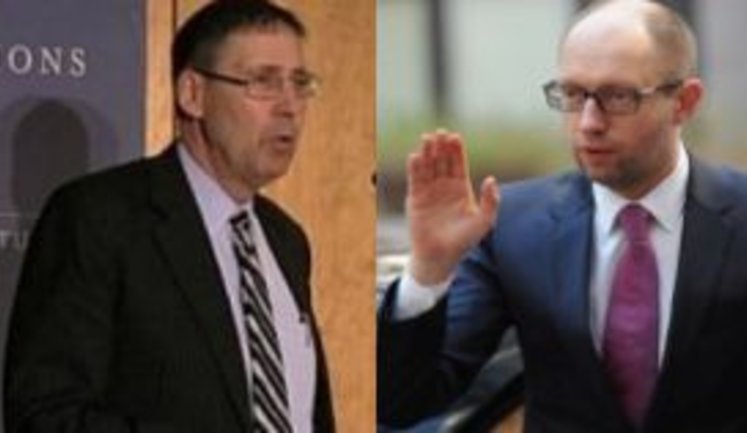 Press conference of Yatseniuk and former U.S. Ambassador to Ukraine Herbst in Washington, DC. LIVE