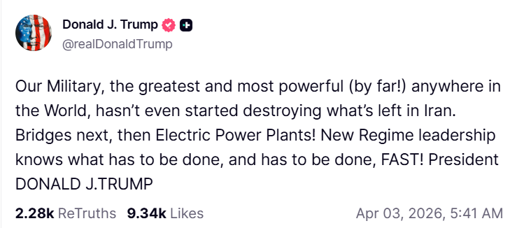 Трамп пригрозив Ірану ударами по електростанціях