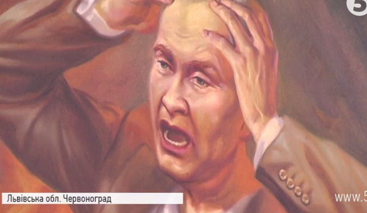 Mural depicting Putin burning in hell painted in Lviv region сhurch. PHOTOS