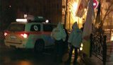 One of the People Chained to Fence on Bankova Was Taken Away by Ambulance With Hypothermia and High Pressure. PHOTO