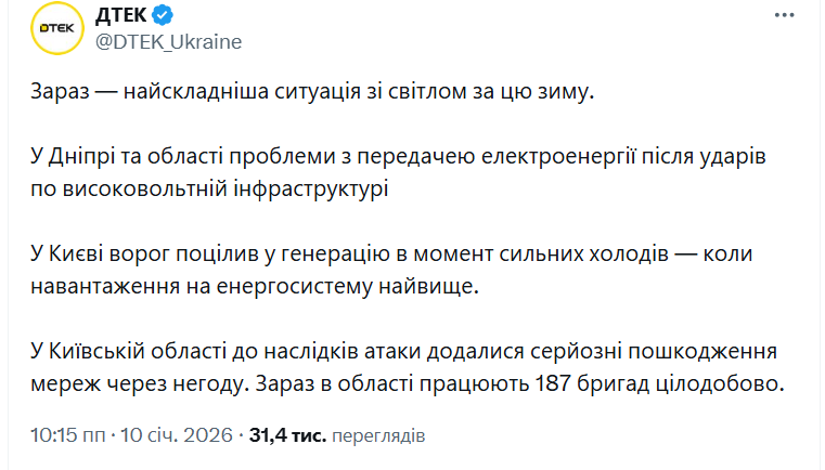 Situation in the energy sector