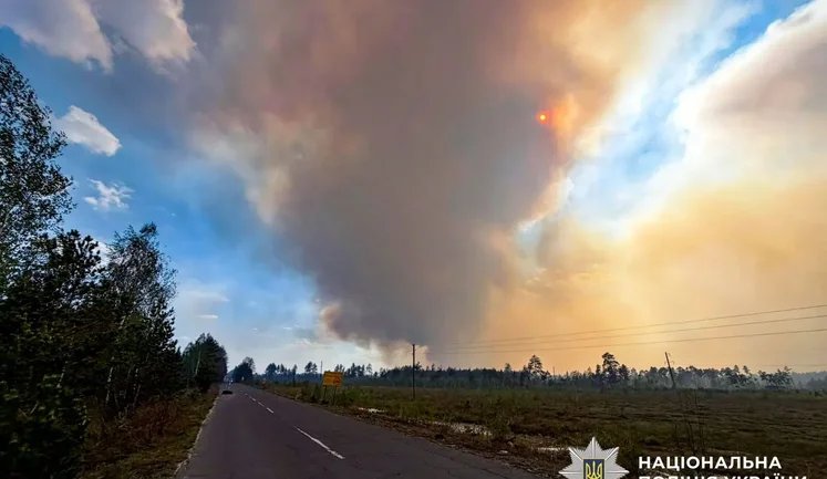На Рівненщині спалахнула масштабна лісова пожежа: у деяких населених пунктах зникло світло. ФОТОрепортаж