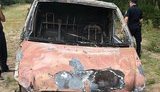 Полиция ищет владельца микроавтобуса, найденного сожженным на Столичном шоссе в Киеве. ФОТО