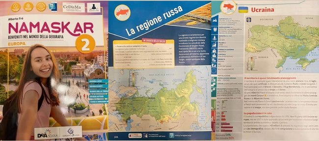 Украину в итальянском учебнике по географии обозначили как часть России 01