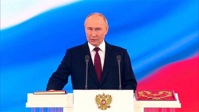 Російський диктатор Володимир Путін на "інавгурації" в Кремлі в Москві 7 травня 2024 року