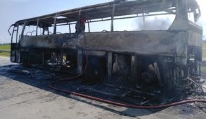 Автобус "Сарны-Киев" сгорел дотла в Житомирской области