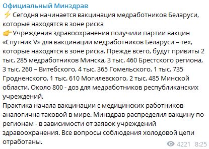 Медработников в Беларуси начали вакцинировать Спутником V 01