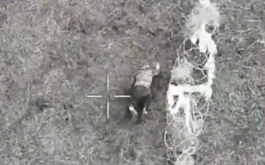 Поранений росіянин відчайдушно рачкує за своїм поплічником, який дав йому ляпаса і покинув на полі бою. ВIДЕО