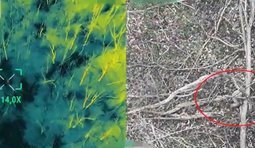 Аеророзвідка 58-ї ОМПБр виявила двох російських військових у лісистій місцевості на Харківщини.