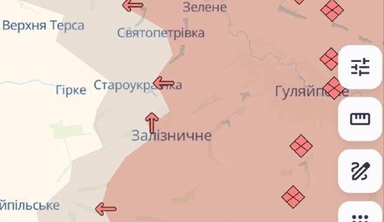Ворог просунувся поблизу Залізничного на Запоріжжі,- DeepState. МАПА