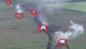 Українська артилерія та дрони розбили колону російської бронетехніки біля села Новоолександрівка на Донеччині. ВIДЕО