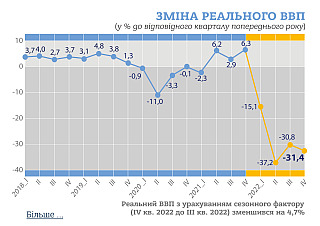Падіння ВВП наприкінці минулого року перевищило 31%, – Держстат 01