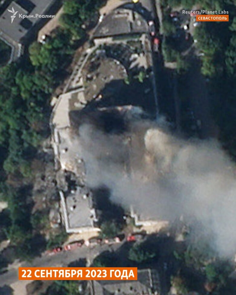 З’явилися перші супутникові знімки після удару по штабу Чорноморського флоту РФ 02