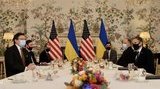 Ukraine’s FM Kuleba meets with U.S. Secretary of State Blinken in Brussels. PHOTO