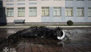 Consequences of fall of Shahed wreckage on territory of school in Desnianskyi district of Kyiv have been eliminated. PHOTO